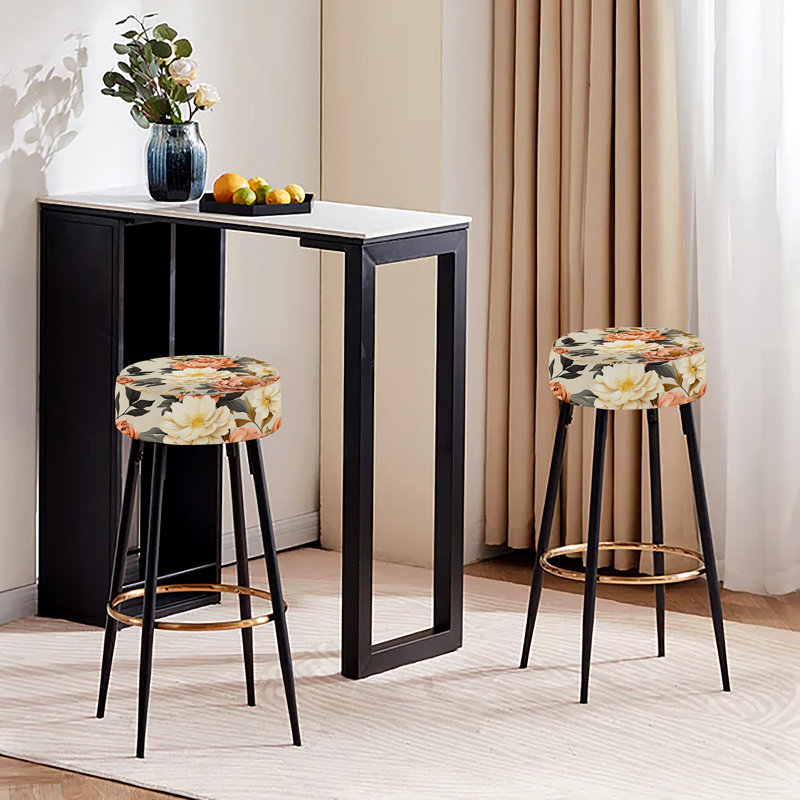 Design Art Beige Orange Rustic Whispers Cottage Bar Stools Set Of 2 Wayfair